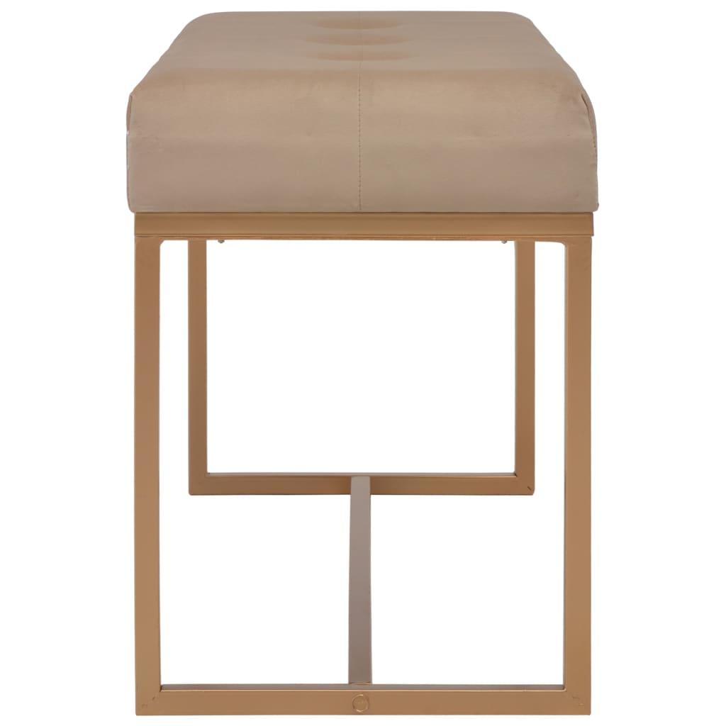 Panca pouf sgabello panca arredo 80 cm velluto beige 3002049