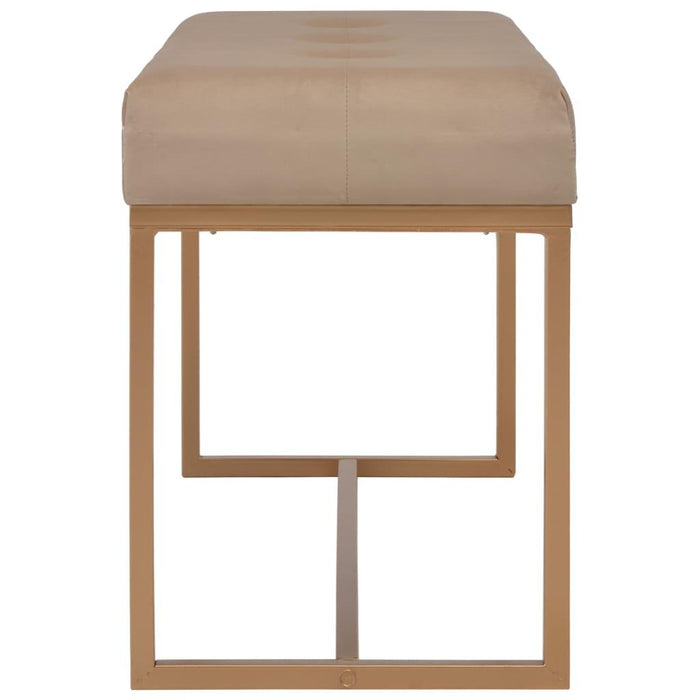 Panca pouf sgabello panca arredo 80 cm velluto beige 3002049