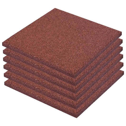 Piastrelle Anticaduta 6 pz in Gomma 50x50x3 cm Rosso 91786