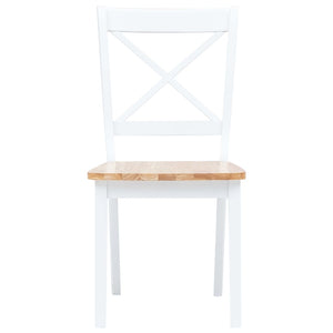 Sedie da Pranzo 2 pz Bianco e Legno Chiaro in Massello di Hevea cod mxl 31483