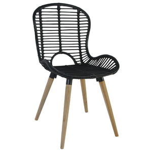 Sedie da Pranzo 6 pz Nere in Rattan Naturale 275838