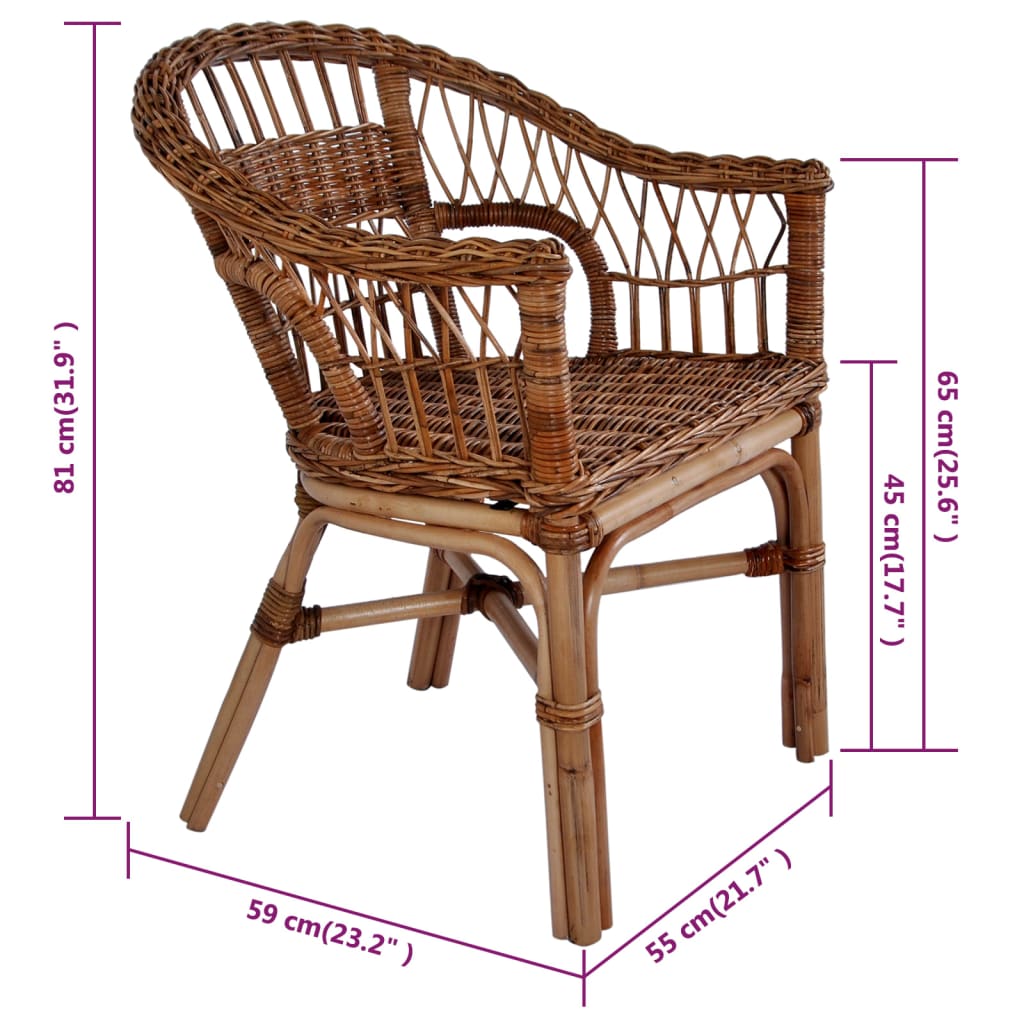 Sedie da Esterno 2 pz in Rattan Naturale Marrone 275842