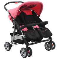 Passeggino Gemellare Rosa e Nero in Acciaiocod mxl 71845