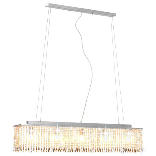 Lampadario con Perle di Cristallo Argento 104 cm E14 50860