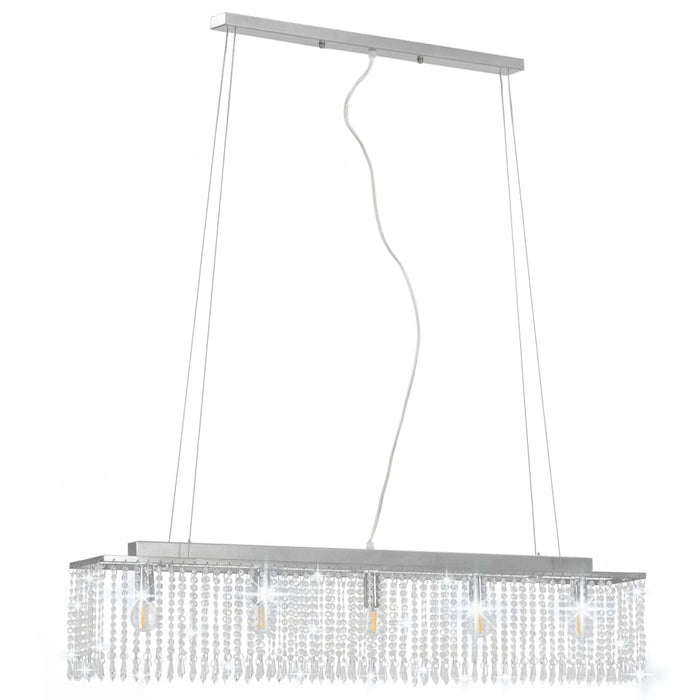 Lampadario con Perle di Cristallo Argento 104 cm E14  cod mxl 65139