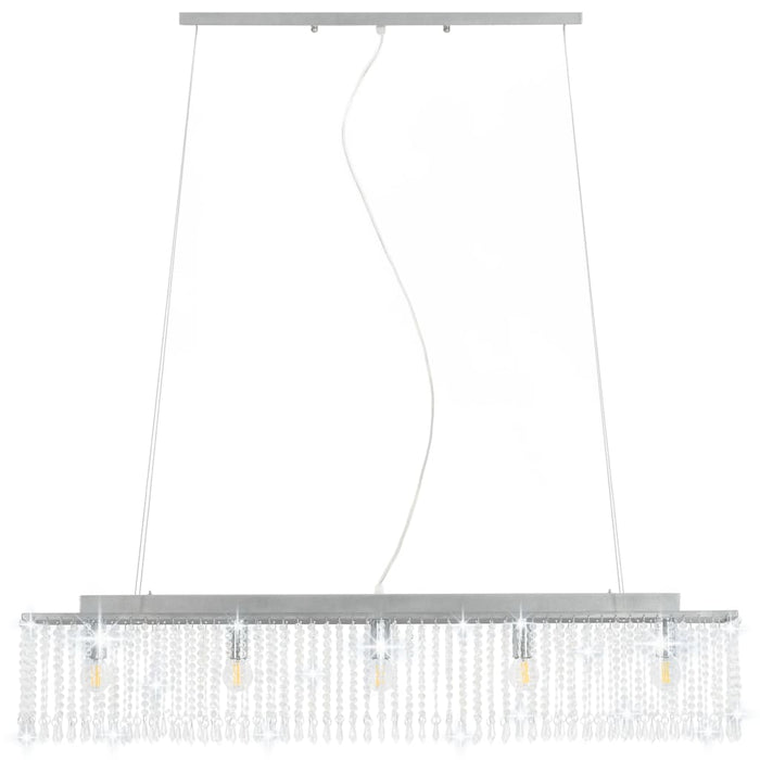 Lampadario con Perle di Cristallo Argento 104 cm E14  cod mxl 65139