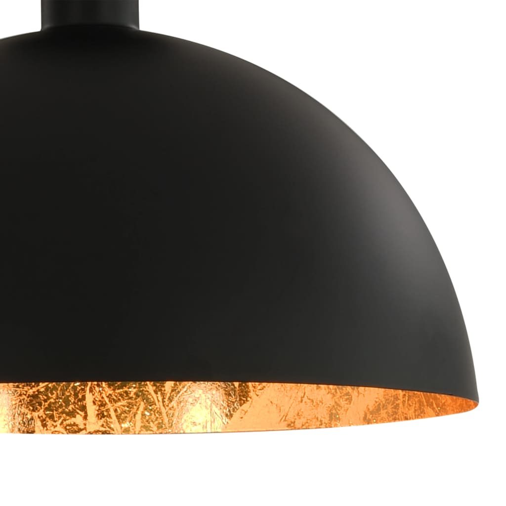 Lampadari 2 pz Nero e Oro Semi-Sferici E27 50873