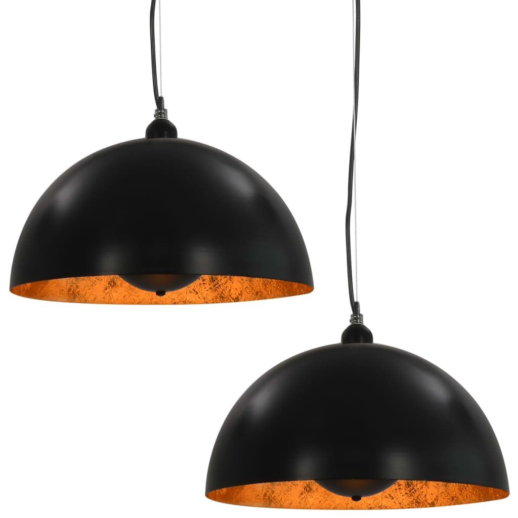 Lampadari 2 pz Nero e Oro Semi-Sferici 40 cm E27 50876