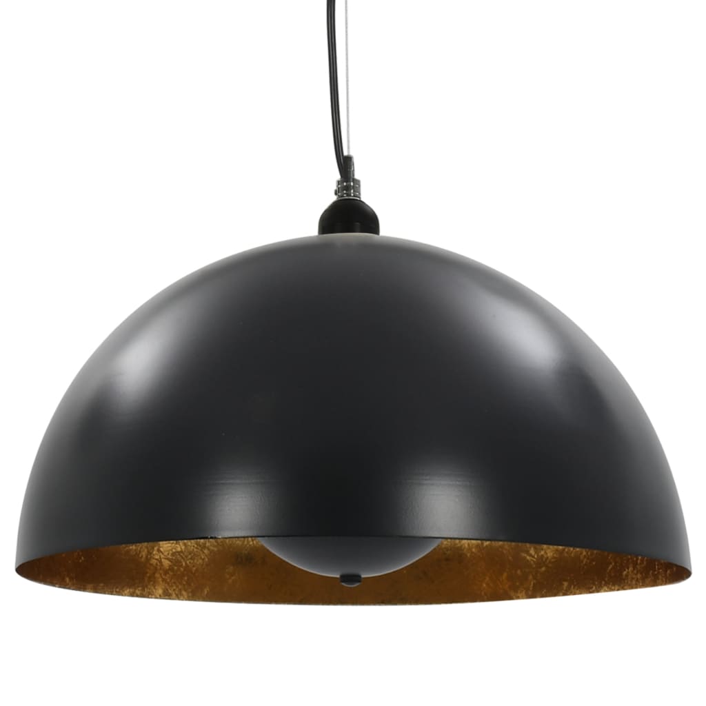 Lampadari 2 pz Nero e Oro Semi-Sferici 40 cm E27 50876