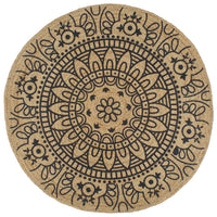 Tappeto Lavorato a Mano in Juta con Stampa Blu Scuro 90 cm cod mxl 67279