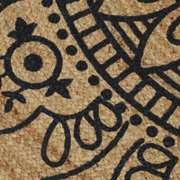 Tappeto Lavorato a Mano in Juta con Stampa Blu Scuro 90 cm cod mxl 67279