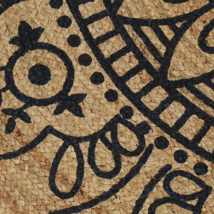 Tappeto Lavorato a Mano in Juta con Stampa Blu Scuro 150 cm 133703