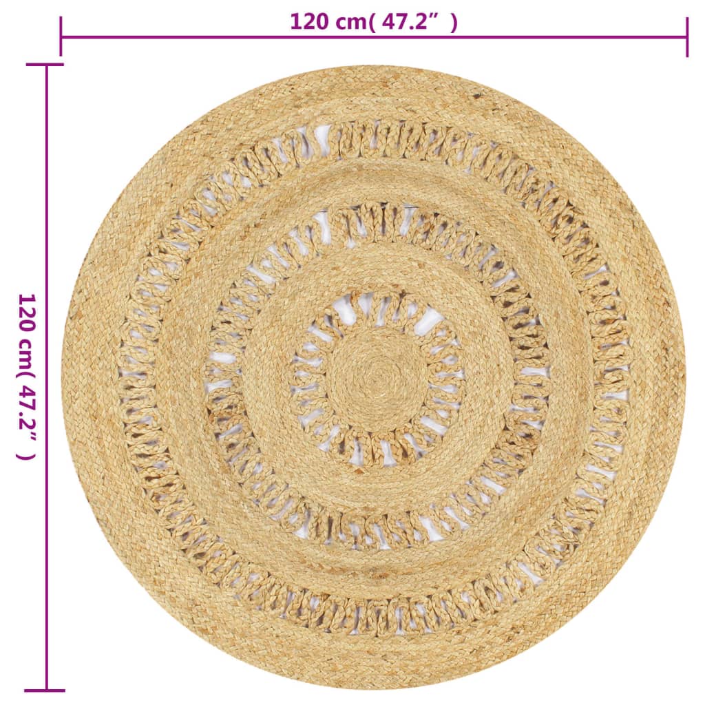 Tappeto Lavorato a Mano in Juta Intrecciata 90 cm 133707