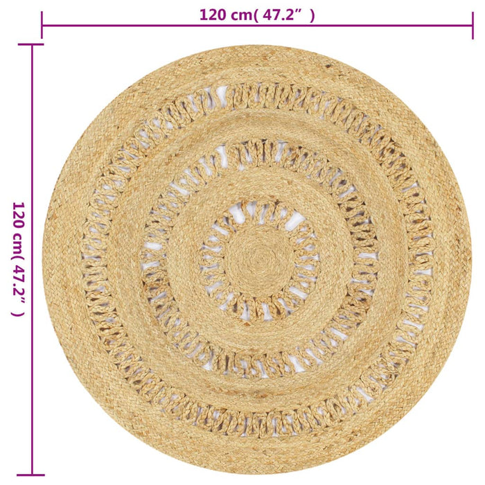 Tappeto Lavorato a Mano in Juta Intrecciata 90 cm 133707