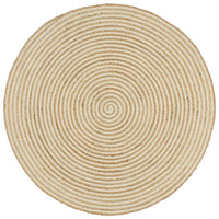 Tappeto Lavorato a Mano in Juta Design a Spirale Bianco 120 cm cod mxl 73026