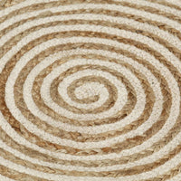 Tappeto Lavorato a Mano in Juta Design a Spirale Bianco 120 cm 133717