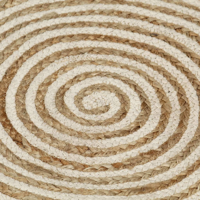 Tappeto Lavorato a Mano in Juta Design a Spirale Bianco 120 cm 133717