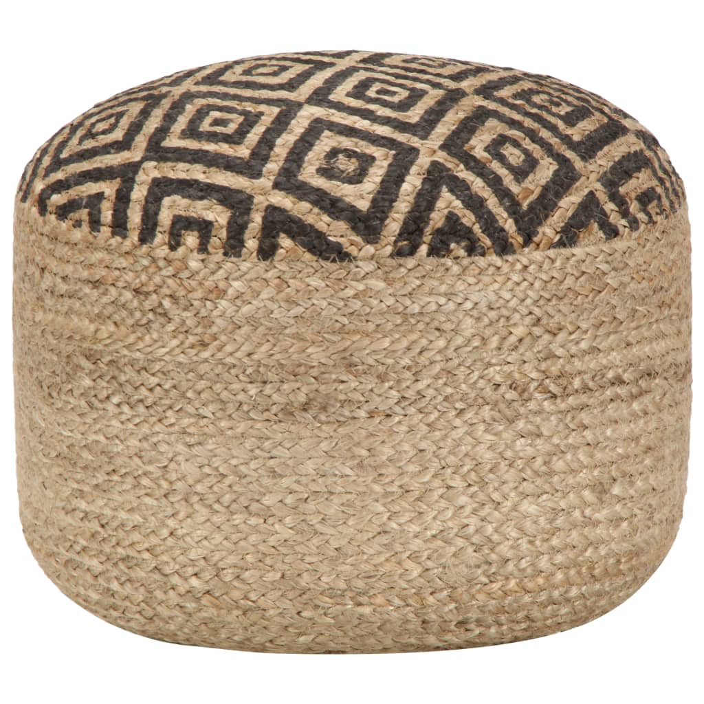 Pouf Lavorato a Mano Nero 45x30 cm in Juta cod mxl 76555