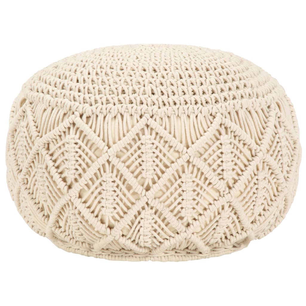 Pouf Lavorato a Mano in MacramÃ© 45x30 cm in Cotone cod mxl 94555