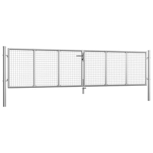 Cancello da giardino in acciaio zincato 415x75 cm argento 144298