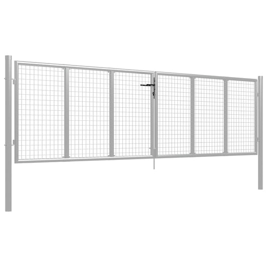 Cancello da giardino in acciaio zincato 415x100 cm argento 144299