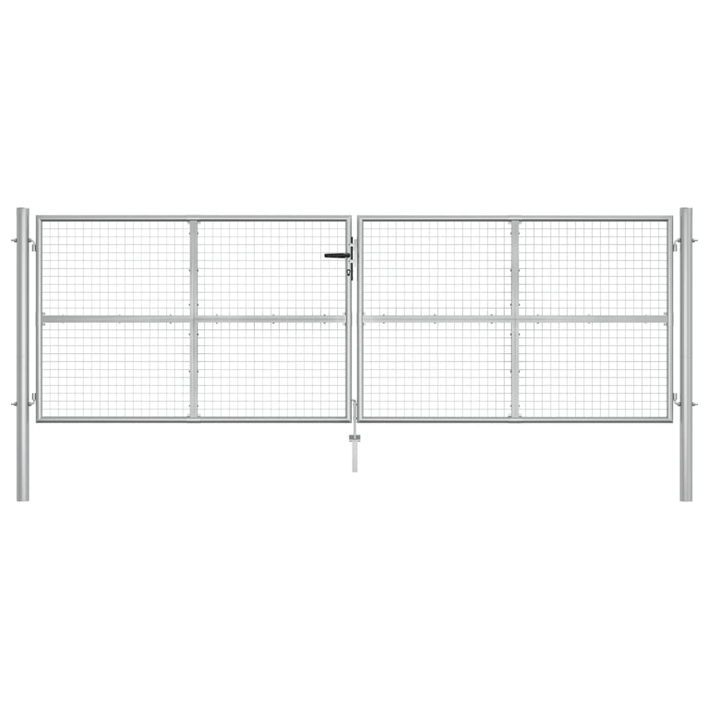 Cancello per Giardino in Acciaio Zincato 415x175cm Argento cod mxl 41343