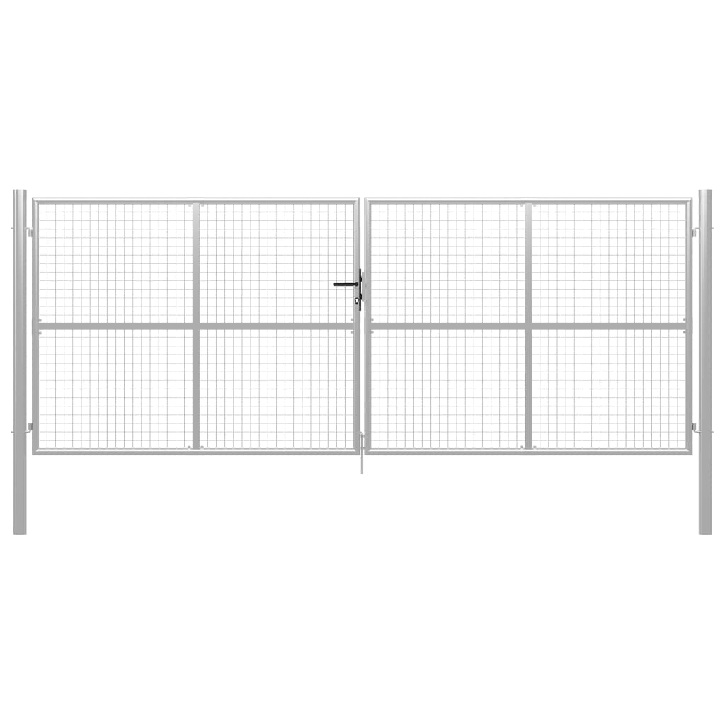 Cancello per Giardino in Acciaio Zincato 415x200cm Argento cod mxl 72399