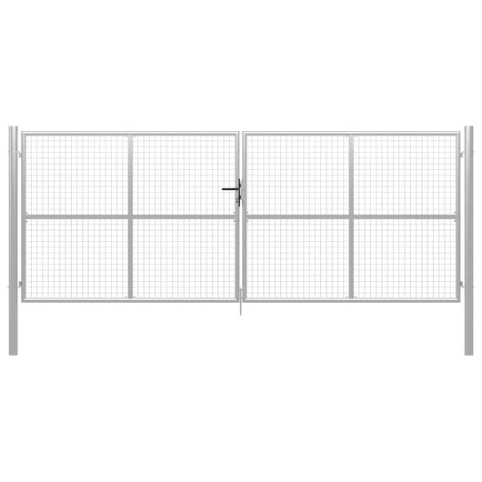 Cancello per Giardino in Acciaio Zincato 415x200cm Argento cod mxl 72399