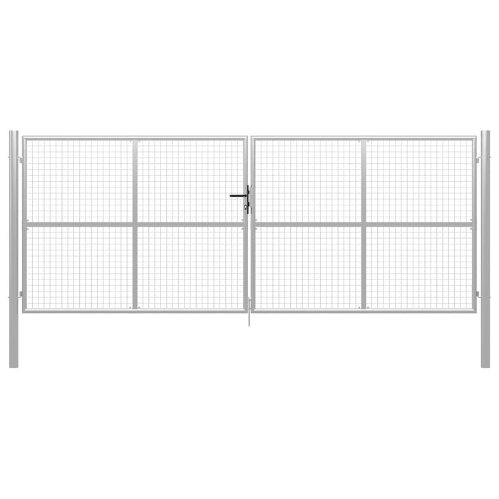 Cancello per Giardino in Acciaio Zincato 415x200cm Argento cod mxl 72399