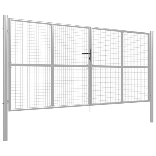 Cancello da giardino in acciaio zincato 415x150 cm argento 144301