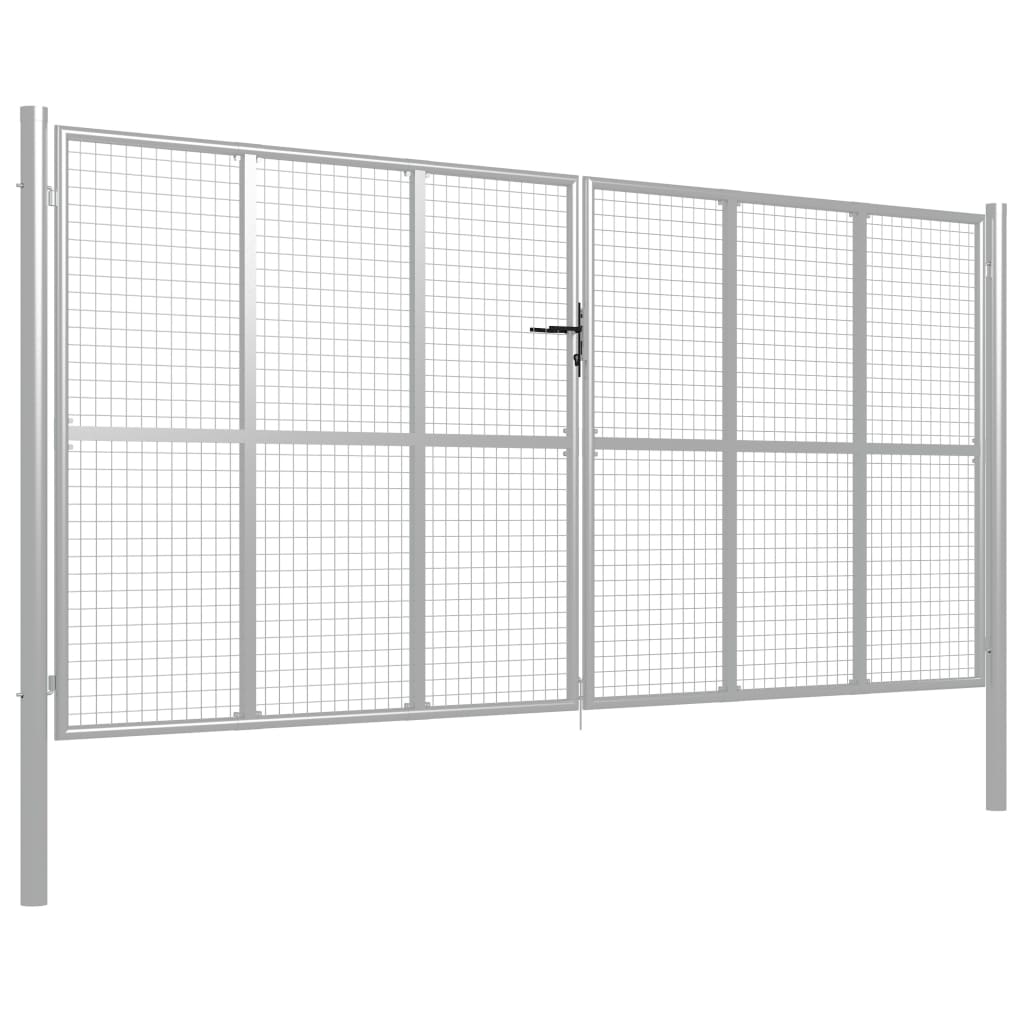 Cancello da giardino in acciaio zincato 415x175 cm argento 144302