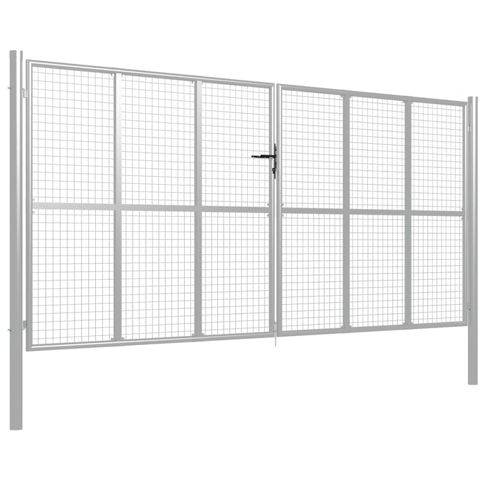 Cancello da giardino in acciaio zincato 415x175 cm argento 144302