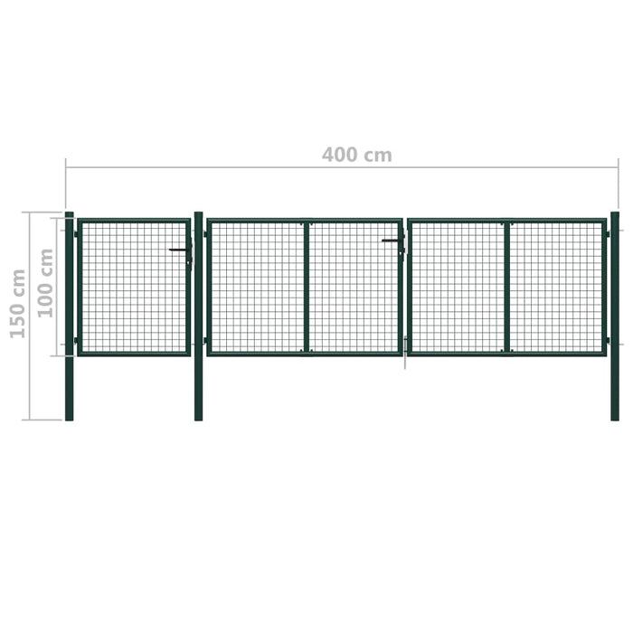 Cancello per Giardino in Acciaio 400x100cm Verde 144311