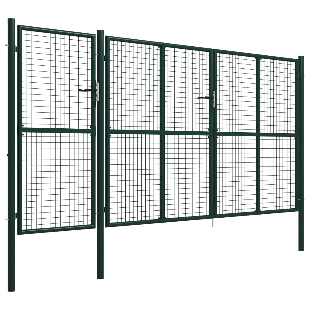 Cancello per Giardino in Acciaio 400x150 cm Verde 144313