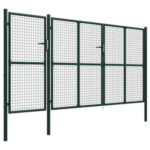Cancello per Giardino in Acciaio 400x150 cm Verde 144313