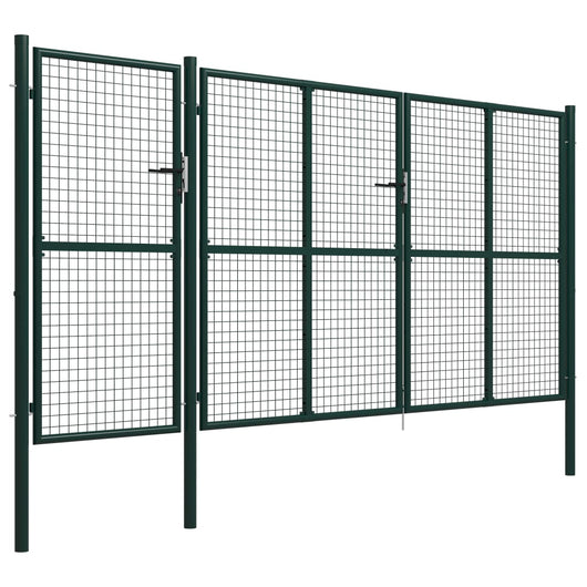 Cancello per Giardino in Acciaio 400x150 cm Verde 144313