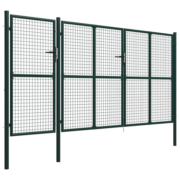 Cancello per Giardino in Acciaio 400x150 cm Verde 144313