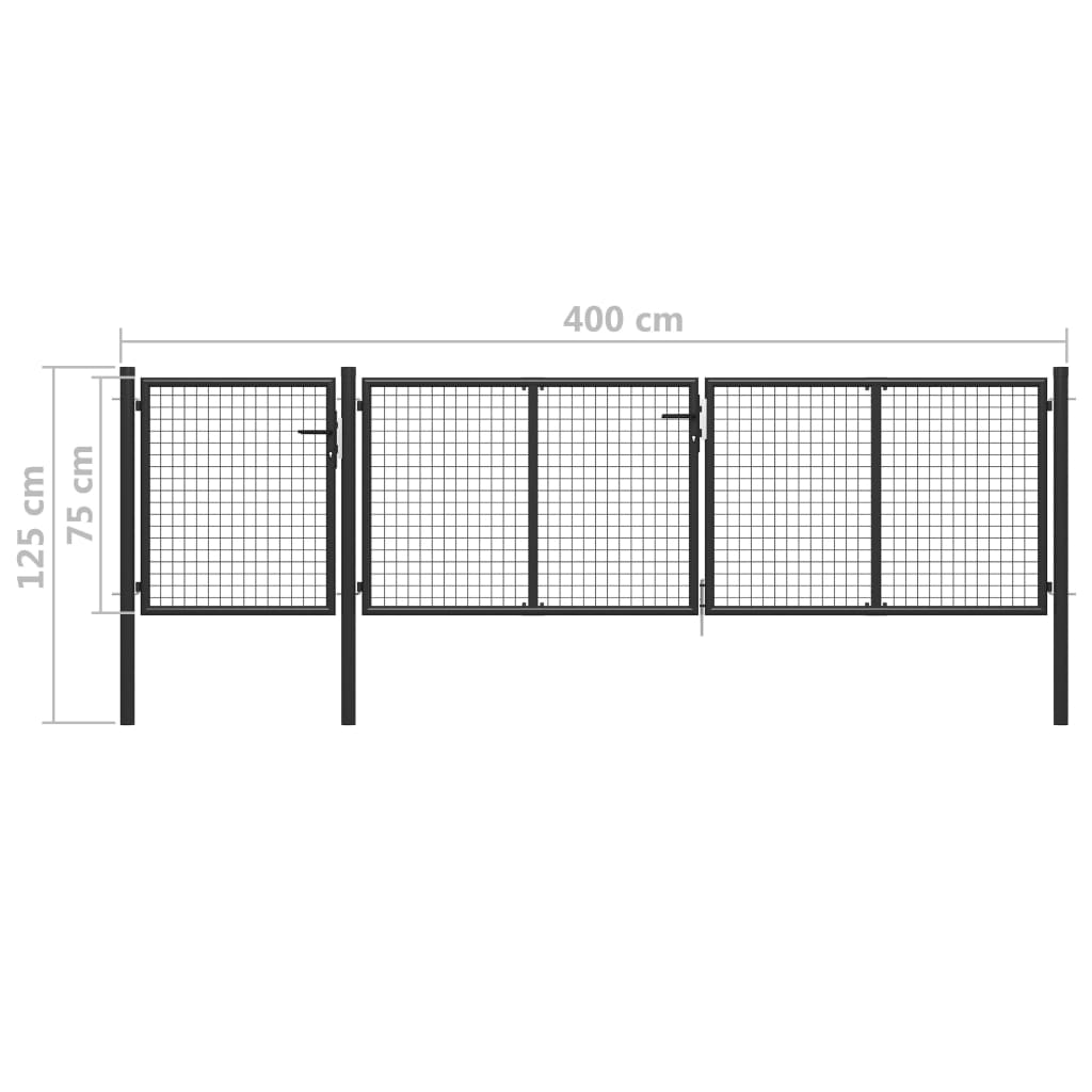 Cancello per Giardino in Acciaio 400x75 cm Antracite 144328