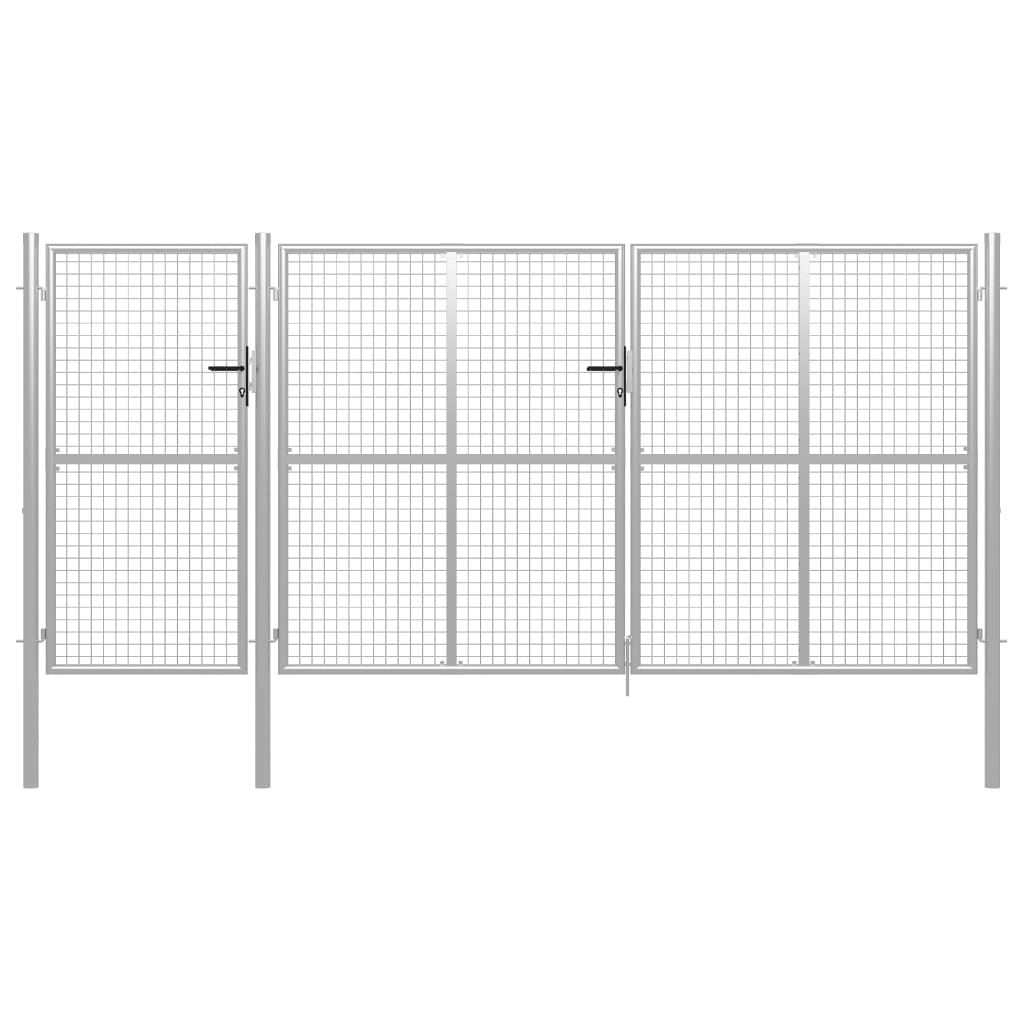 Cancello per Giardino in Acciaio 400x150 cm Argento