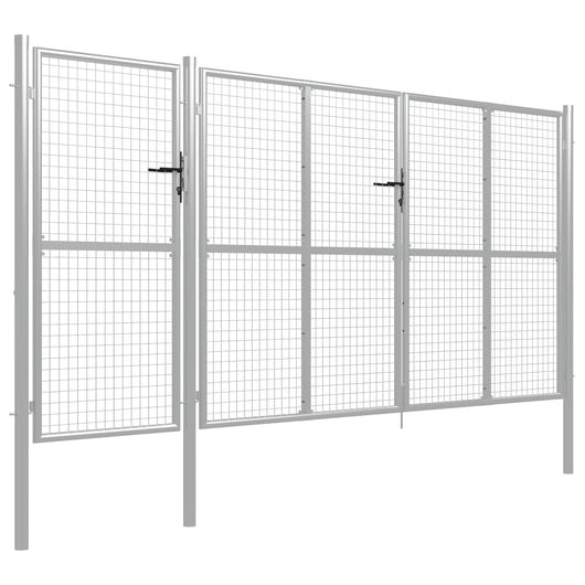 Cancello per Giardino in Acciaio 400x150 cm Argento 144349