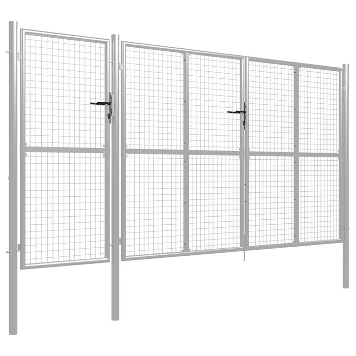 Cancello per Giardino in Acciaio 400x150 cm Argento 144349