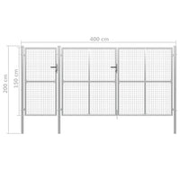 Cancello per Giardino in Acciaio 400x150 cm Argento