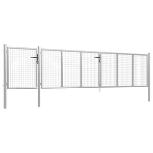 Cancello per Giardino in Acciaio 500x100 cm Argento 144353