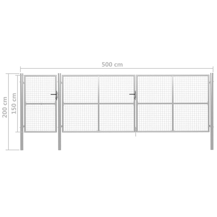 Cancello per Giardino in Acciaio 500x150 cm Argento