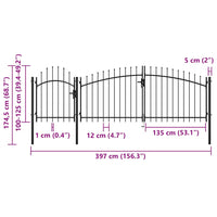 Cancello da Giardino in Acciaio 1,75x4 m Nero 144363