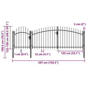 Cancello da Giardino in Acciaio 2x4 m Nero 144364