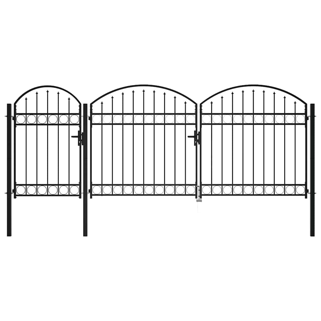 Cancello da Giardino ad Arco in Acciaio 2,25x4 m Nero 144369