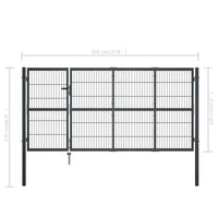 Cancello di Recinzione con Pali in Acciaio 350x120 cm Antracite 144400
