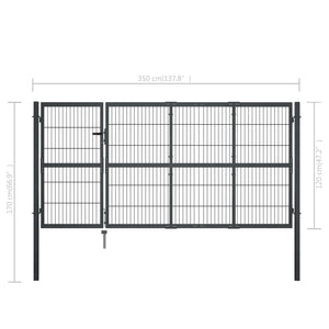 Cancello di Recinzione con Pali in Acciaio 350x120 cm Antracite 144400