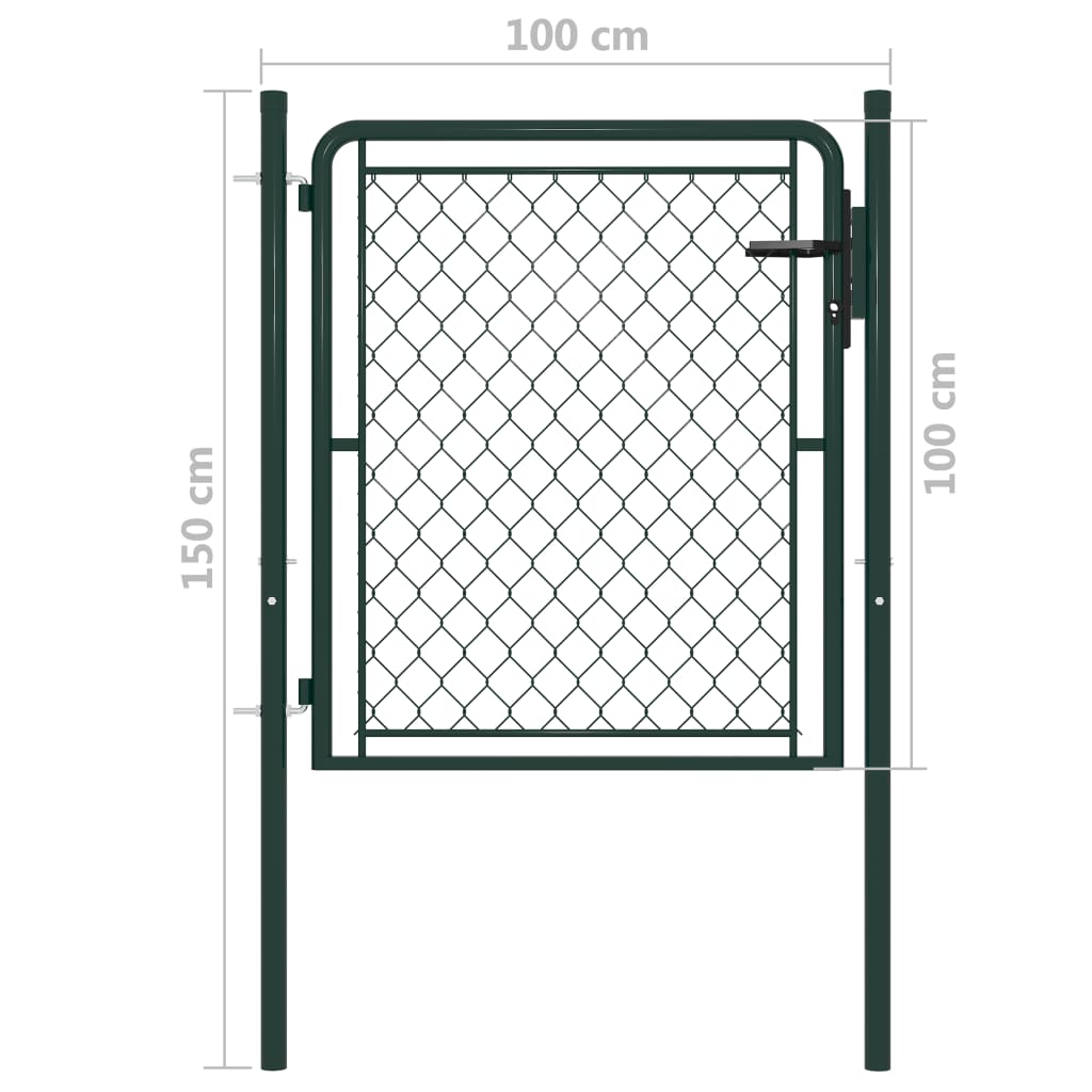 Cancello per Giardino in Acciaio 100x100 cm Verde 144403